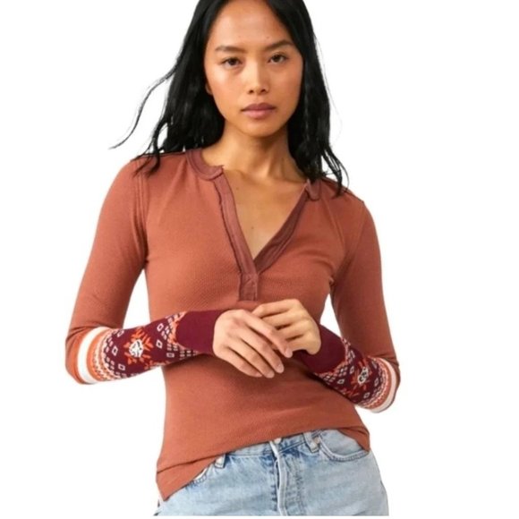 Free People Mikah Layering Cuff Top in Autumn Combo - Size Medium - Picture 2 of 7